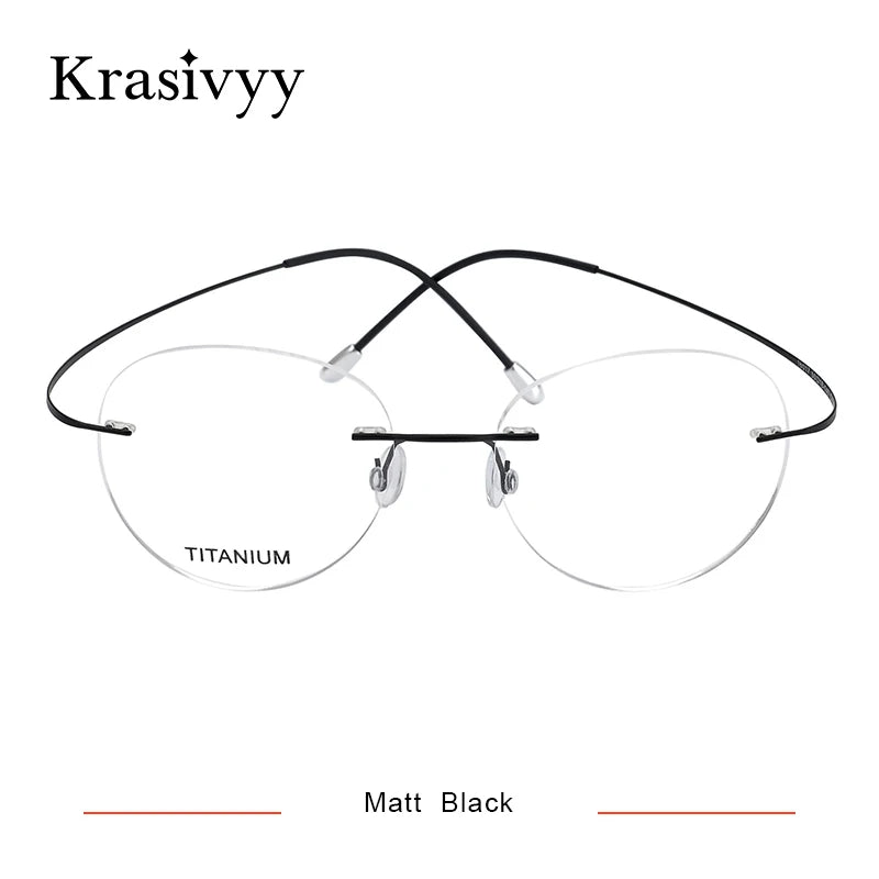 Krasivyy Round Rimless Glasses Frame Men Ultralight Myopia Prescription Eyeglasses Women Vintage Pure Titanium Optical  Eyewear