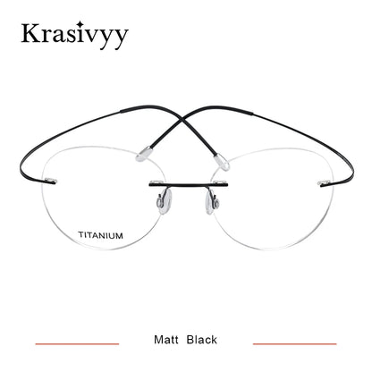Krasivyy Round Rimless Glasses Frame Men Ultralight Myopia Prescription Eyeglasses Women Vintage Pure Titanium Optical  Eyewear