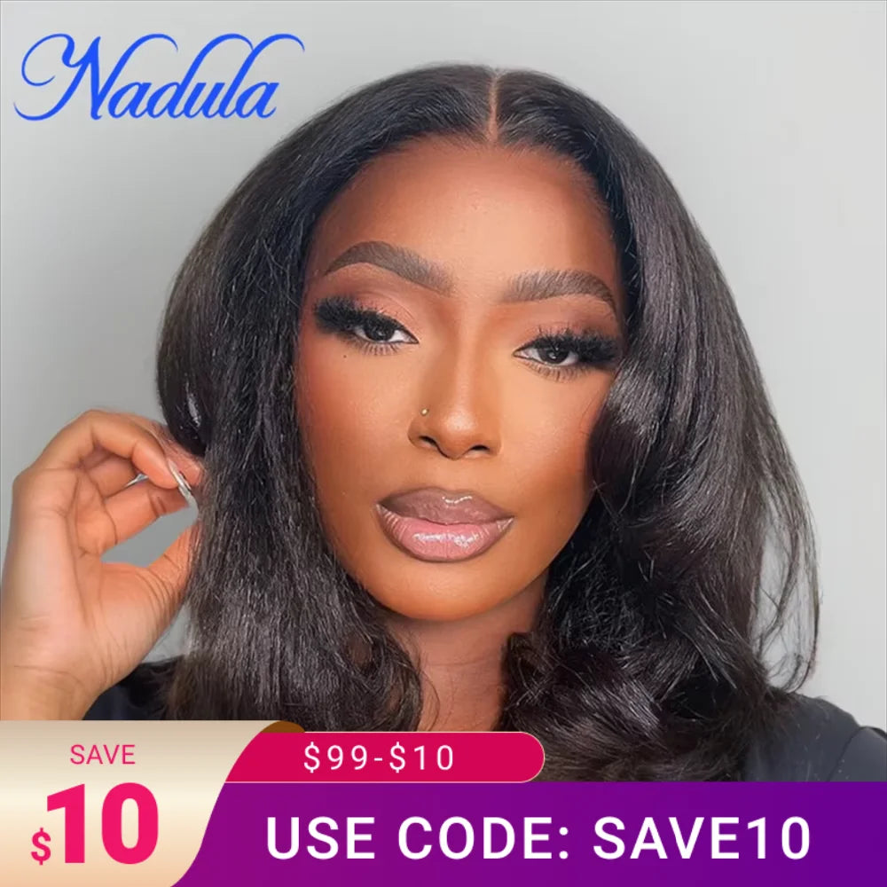 Nadula 7x5 Bye Bye Knots™ & 13x4 Pre-Everything™ Yaki Straight Short Bob Wig Natural Looking Glueless Wig with Invisi Drawstring