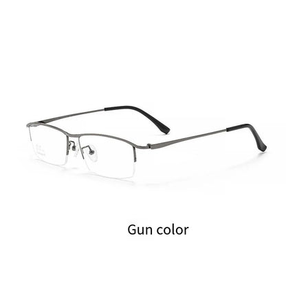 Simple Versatile Glasses Frame Men Ultralight Pure Titanium Square Half Frame Transparent Lens High Quality Optical Eyeglasses
