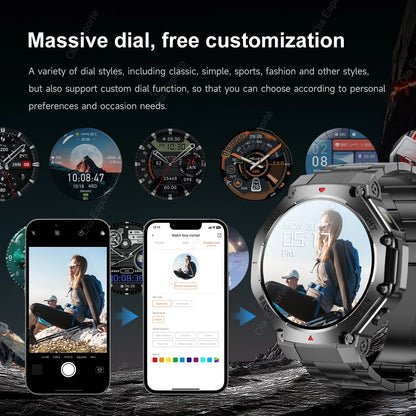 T-Rex 3 GPS Smart Watch 5ATM Waterproof 1.43 inch AMOLED HD Screen BT Call Flashlight Military Sport Smartwatches Men 2025 New
