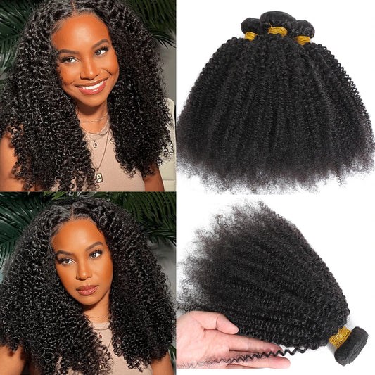 1/3 Afro Kinky Curly Bundles Brazilian Afro Kinky Human Hair Bundles Deal 8-24" Hair Extensions Curly Human Hair Weave For Women