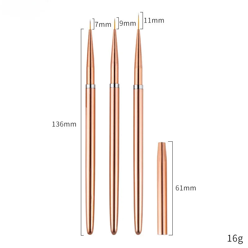 Acrylic French Stripe Nail Art Liner Brush Set 3D Tips Manicure Ultra-thin Line Drawing Pen UV Gel Brushes Painting Tools