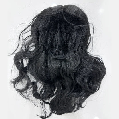 Wavy Synthet Soft Light Black Medium Length Wigs for Women Middle Part Synthetic Hair Wavy Wig with Upgraded Strands