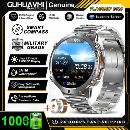 GUHUAVMI TANK X3 ULTRA 2 Smartwatch 1.73" AMOLED Screen 5ATM&IP69K Durable 1000mAh Battery GPS Sports Fitness Track Smart Watch