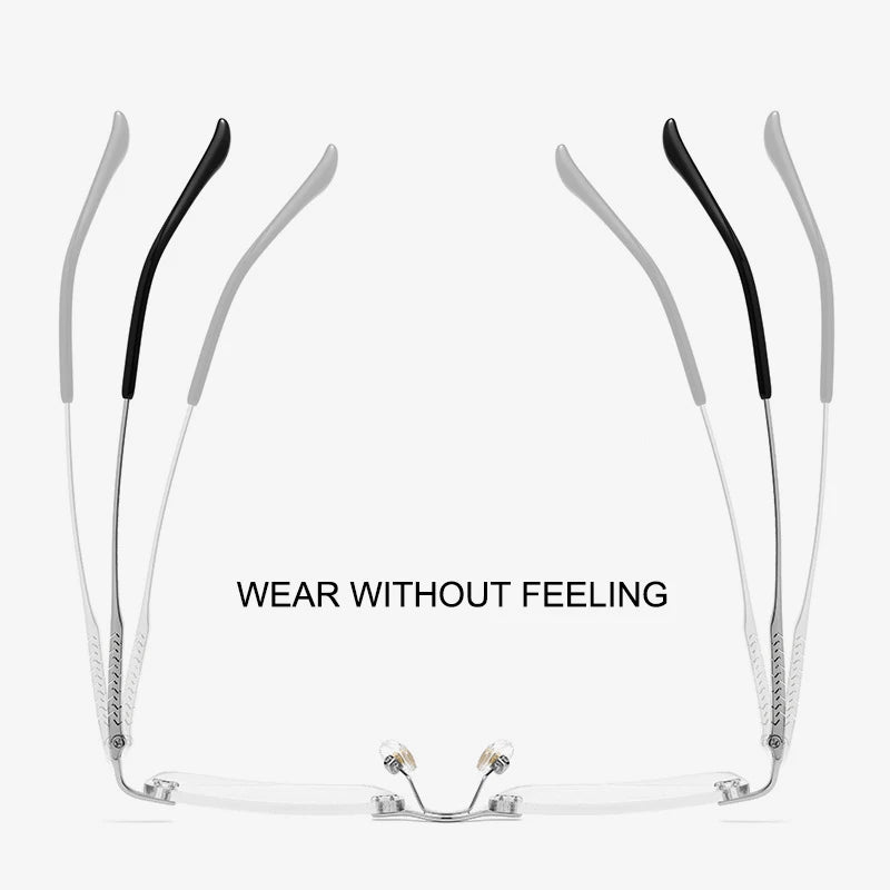Fashion Square Ultra Light Pure Titanium Optical Prescription Rimless Eyeglasses Frame Luxury For Men Large Size Eyewear S97356