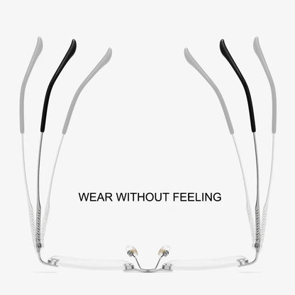 Fashion Square Ultra Light Pure Titanium Optical Prescription Rimless Eyeglasses Frame Luxury For Men Large Size Eyewear S97356