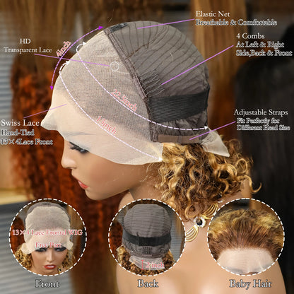 13X4 Bob Hot Selling colors 200% Water Wave Black Lace Frontal Human Hair Wig 99J Burgundy 4/350 4/27 Transparent Bob Front Wig