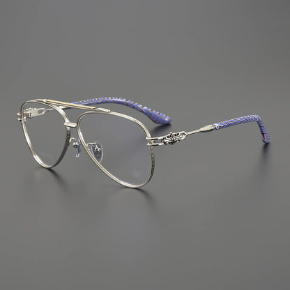 New Fashionable Large Frame Pilot Eyeglasses Frame Titanium Luxury Men's and Women's High Quality Optical Prescription Glasses