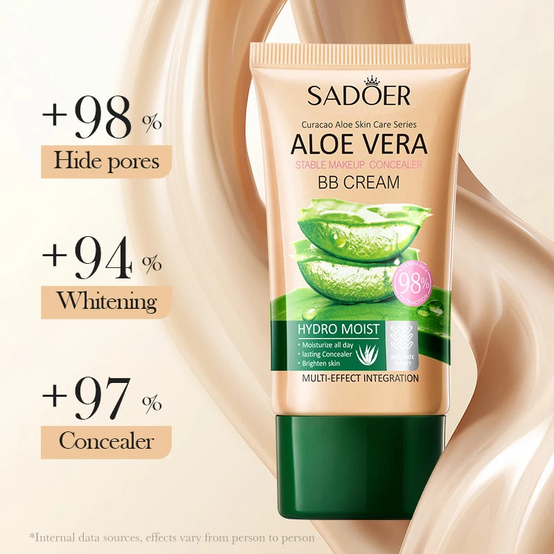 Aloe Vera BB Cream-Hydrating & Concealing Collagen Full Coverage Foundation Makeup,Long-Lasting,Lightweight Coverage Concealer