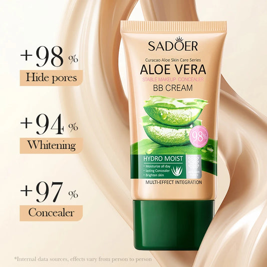 Aloe Vera BB Cream-Hydrating & Concealing Collagen Full Coverage Foundation Makeup,Long-Lasting,Lightweight Coverage Concealer