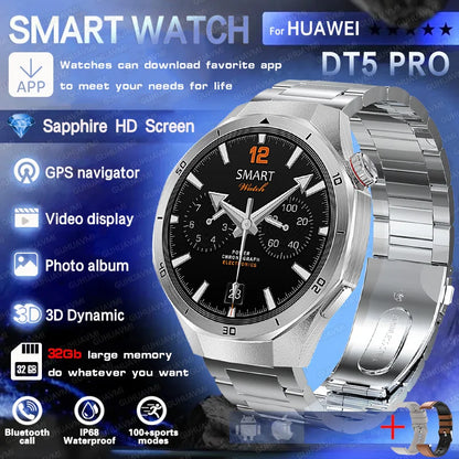 DT5 Pro Watch 32Gb Memory Local Music Bluetooth Call GPS Tracker Compass 3D Menu Bluetooth Smart Watch Men Women 2025