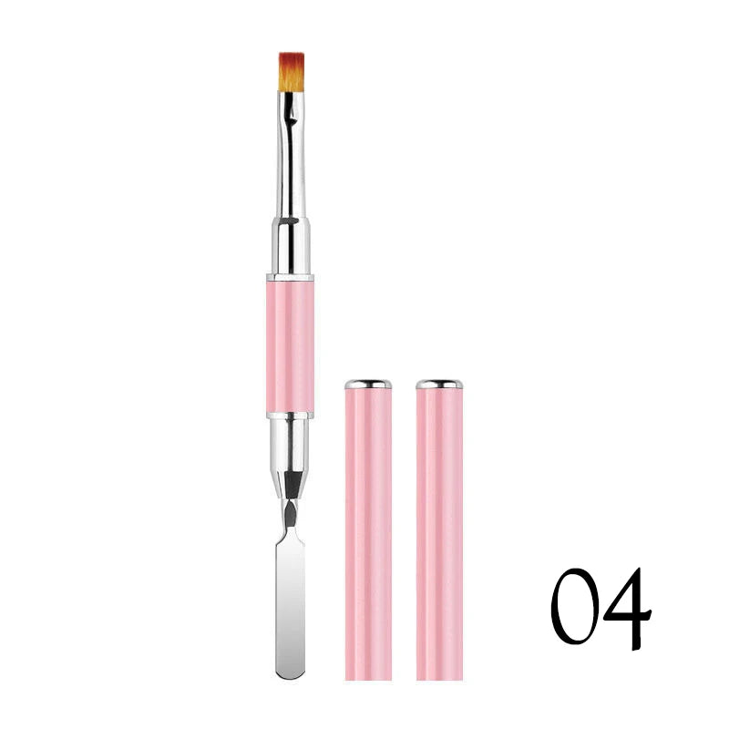 1Pcs Nail Tool Poly Nail Gel Brush PickerDesign Nail Brush and Spatula Stainless Steel Gel for Nails Extension Gel Brush