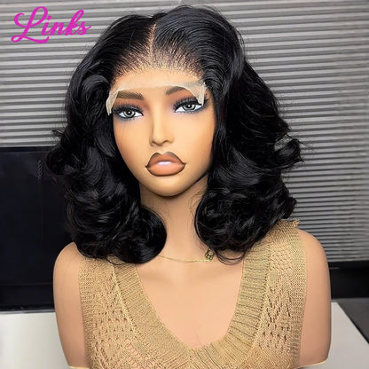 Links 200 Density Short Bob Body Wave Human Hair Wigs 13x6 HD Transparent Body Wave 13x4 Lace Wig 5x5 Glueless Closure For Women