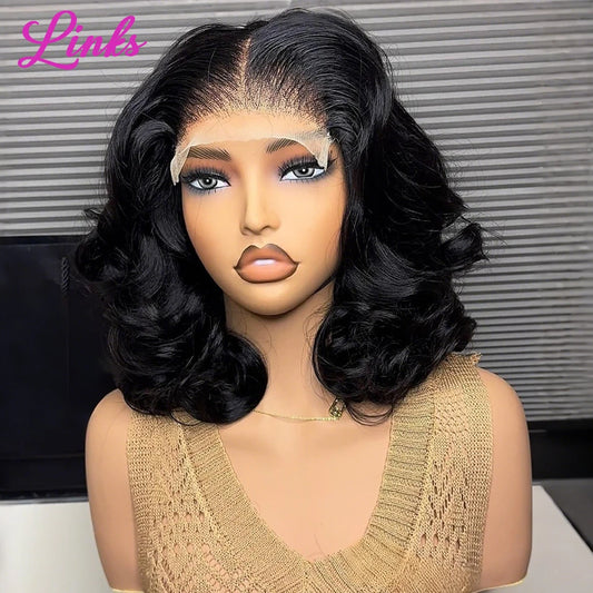 Links 200 Density Short Bob Body Wave Human Hair Wigs 13x6 HD Transparent Body Wave 13x4 Lace Wig 5x5 Glueless Closure For Women