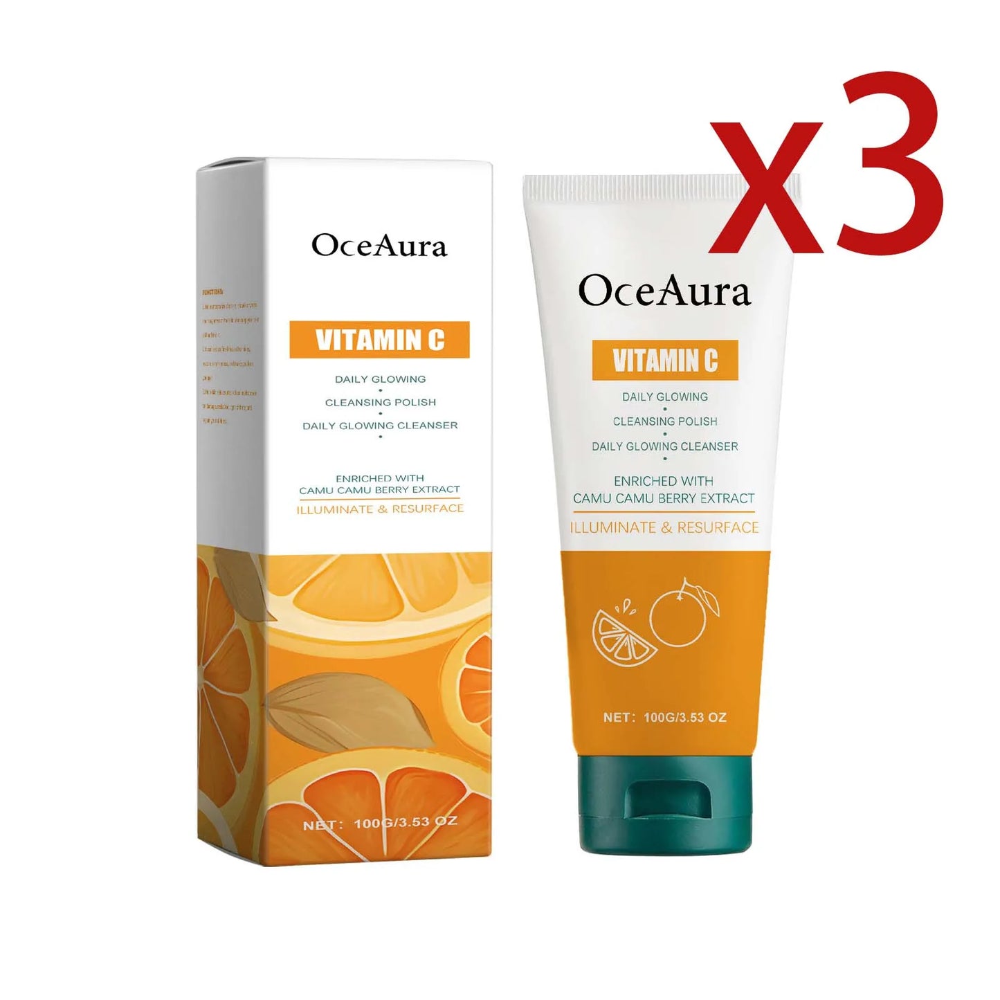 Vitamin C Exfoliating Facial Cleanser Prevent Pore Blockage Gently Remove Makeup Clean Face Dirt Moisturizing Facial Cleanser