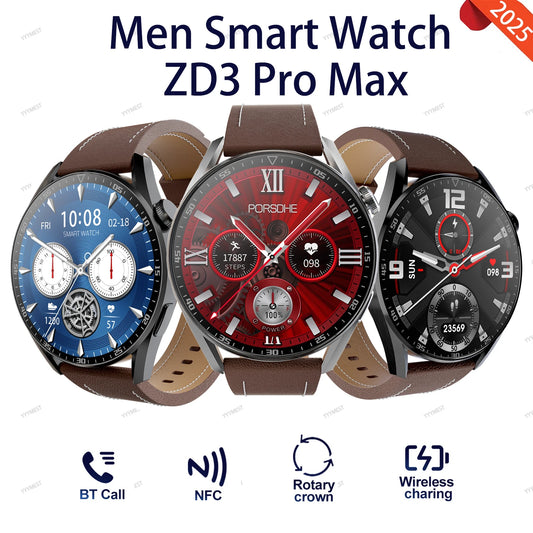 2025 Original Men's smartwatch BT call NFC AI voice assistant Health monitoring Breathing exercises Circular Sports watch