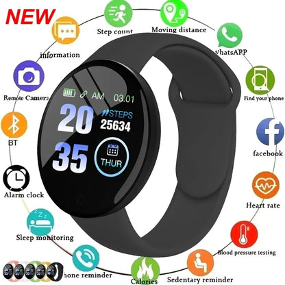D18 Waterproof Color Round Screen Smart Bracelet Heart Rate Blood Pressure Sleep Monitor Walking Exercise Fitness Smartwatch B41