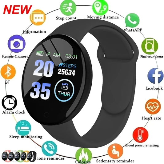 D18 Waterproof Color Round Screen Smart Bracelet Heart Rate Blood Pressure Sleep Monitor Walking Exercise Fitness Smartwatch B41