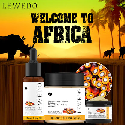 Lewedo Natural Batana Hair Growth Oil Set For Men Women Reduce Hair Loss Treatment Serum Nourish Scalp Anti-Breakage Hair Mask