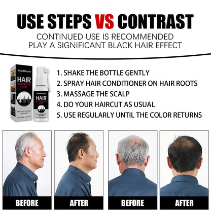 Anti White Hair Spray Treatment Serum Hair Growth Spray Restoration Black Hair Anti Hair Loss Repair Hair Loss Product 30ML