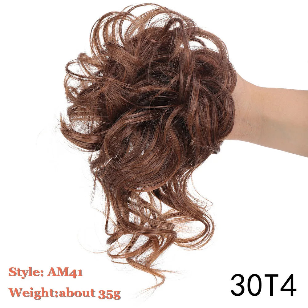 Synthetic Hair Bun Messy Scrunchies Hairpiece Elastic Chignon With Elastic For Women Donut Bun Ponytails Blonde Black Brown