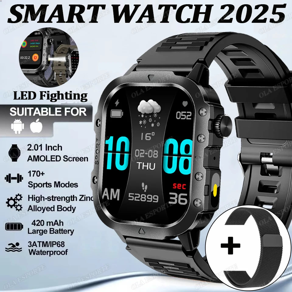 New For  Smart Watch Military GPS Men Flashlight Waterproof Outdoor Sport Tracker Bluetooth Call Smartwatches Women