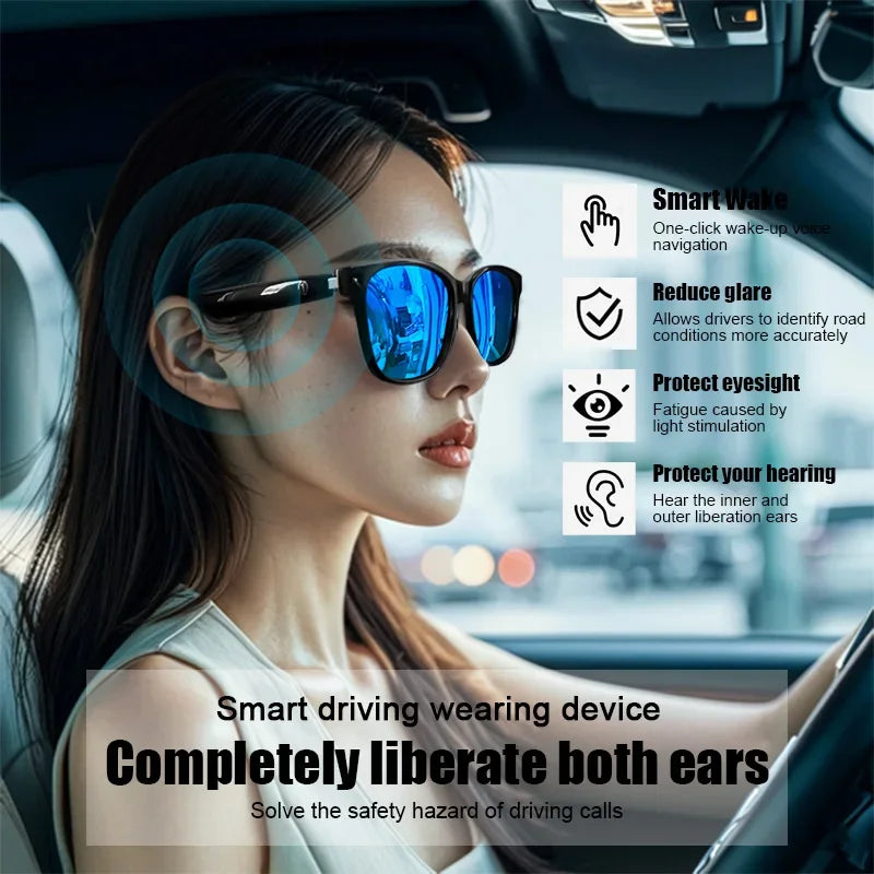 GS08 Smart Glasses Bluetooth Make Receive Call Music Camera Noise Reduction UV 400 Anti Blue Light Glasses Fishing sunglasses