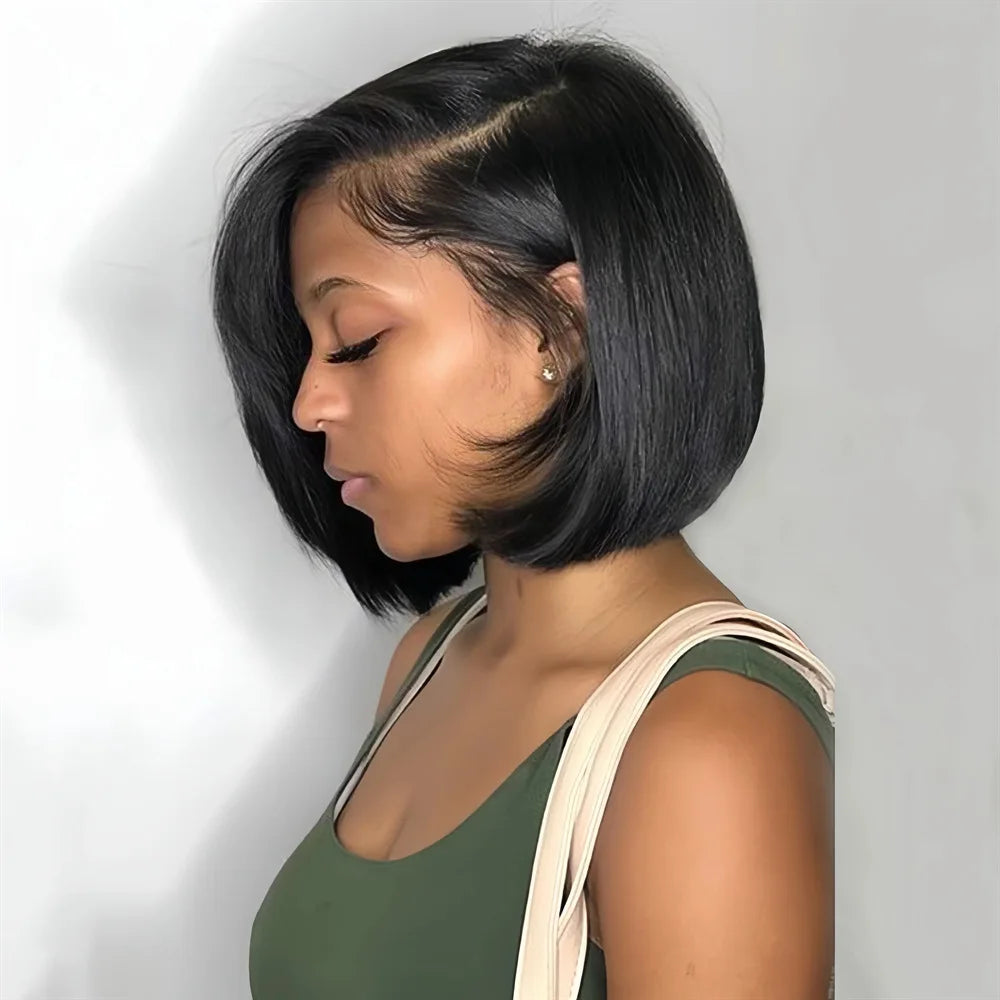 Best-selling synthetic fiber wig female side part bobo short straight hair fashion black high temperature silk full head cover