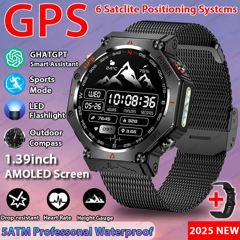 Military Smart Watch T-Rex 3 Bulit-in GPS Compass Altimeter Barometric IP69K Waterproof Watches AMOLED Bluetooth Call Smartwatch