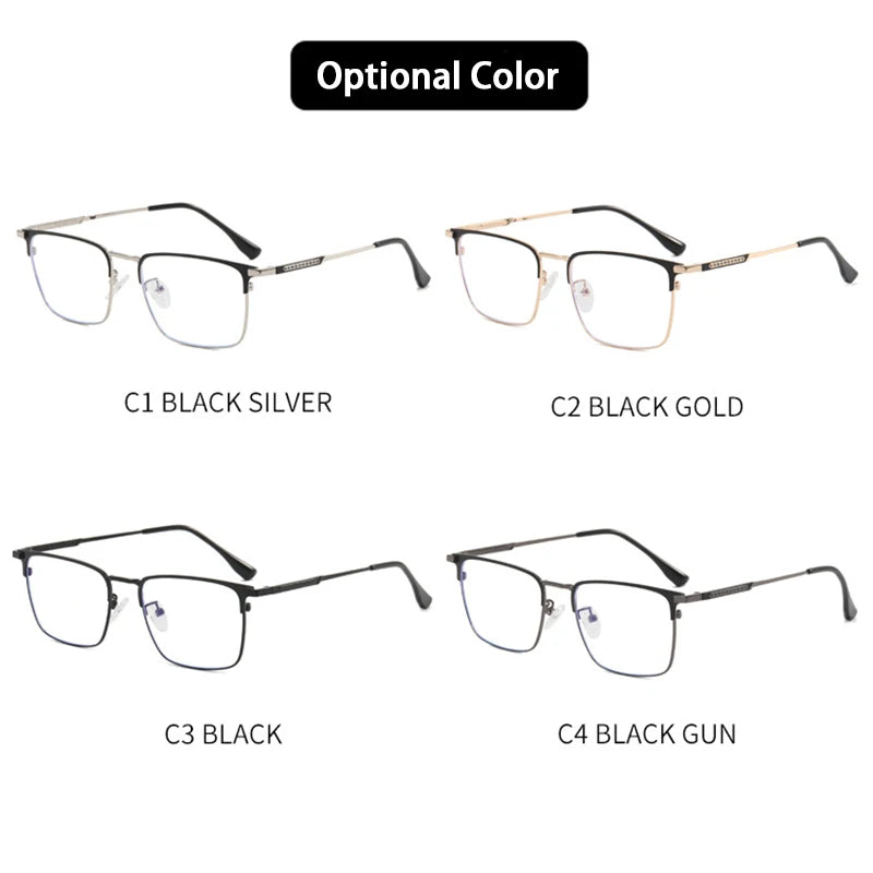 Classic Business Half Glasses Frame Men Women Ultralight Titanium Alloy Square Frame Anti Blue Light Optical Eyeglasses