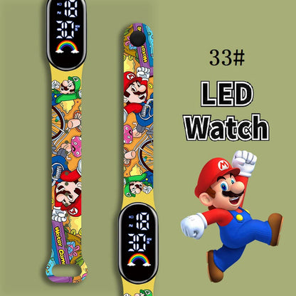 Mario Bros Children's Watches Action Figures Luigi Princess Peach Yoshi Bowser kids Sport Wristband Waterproof Digital Watch