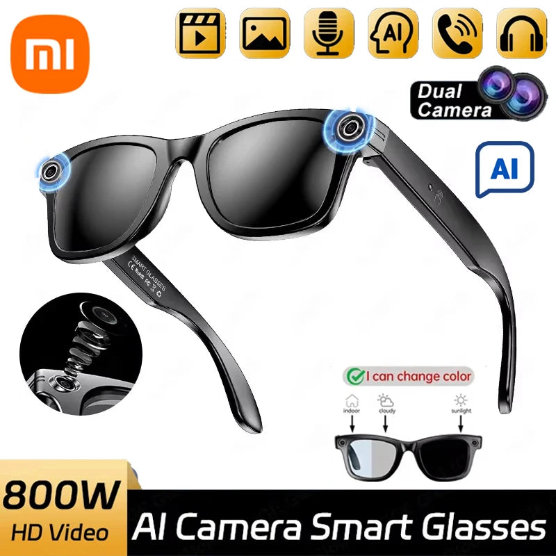 Xiaomi AI Smart Glasses Recording Videos Photo Recognition Answer Translation Large Battery Ip65 Waterproof Bluetooth Glasses