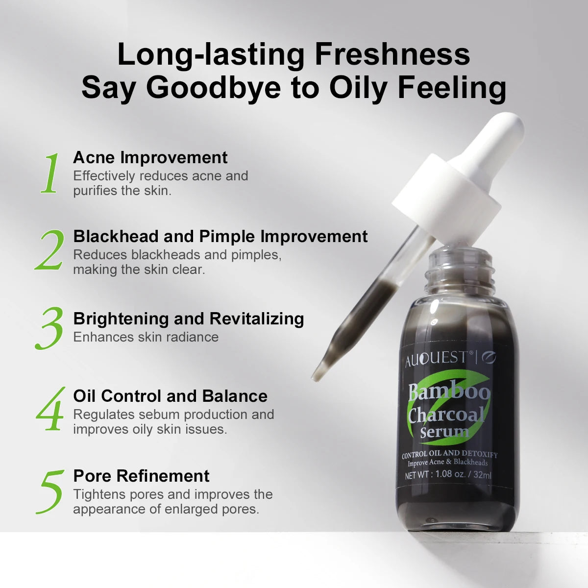 Blackheads Remover Face Serum Bamboo Charcoal Oil Control Shrink Pore Facial Essence Skin Care