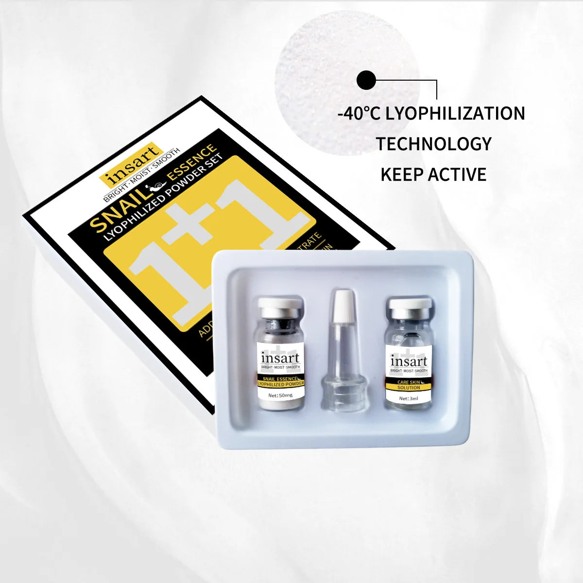 Anti-Aging Snail Essence Lyophilized Powder Set for Wrinkle Removal Hydrating Firming Skin Brighten Face Serum Korean Cosmetics