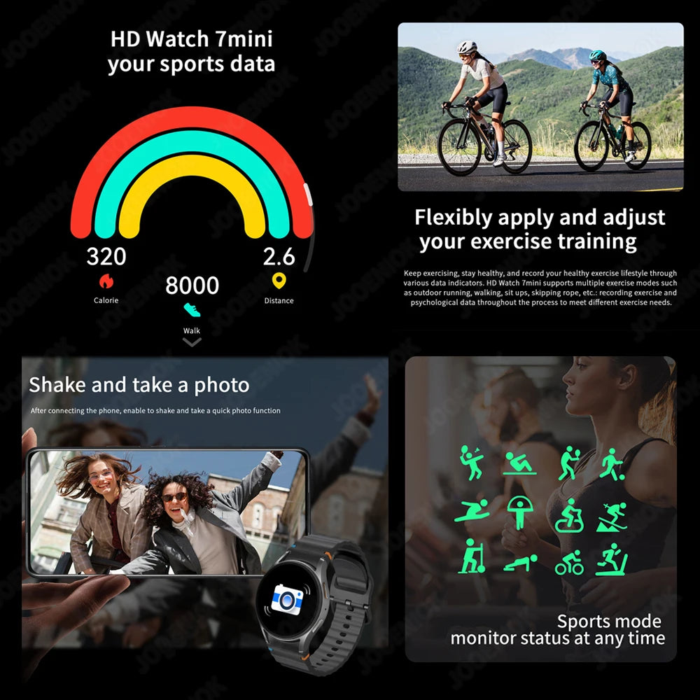 Watch 7 mini NFC GPS Smart Watch Women Health Sport Watch AMOLED Display Heart rate Games Bluetooth call Waterproof Men Watch