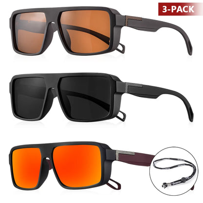 CRIXALIS 3 Pieces Outdoor Polarized Sunglasses Men Women Fashion Sport Fishing Sun Glasses Male Square Driving Shades UV400