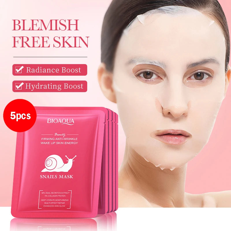 5/10pcs BIOAQUA Snail Hyaluronic Acid Retinol Face Mask skincare Moisturizing Hydrating Firming Facial Masks for Face Skin Care