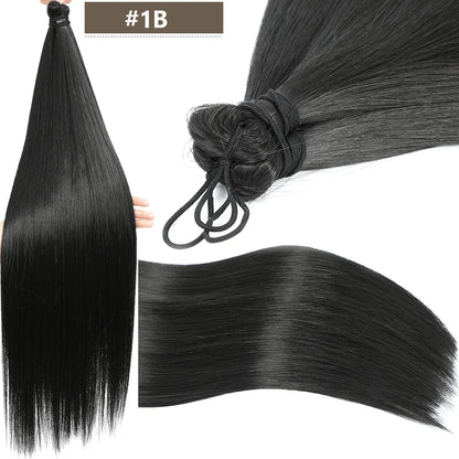 Magicae 28Inches 3Pcs Dark Brown Twist Crochet Braiding Ombre Blond Straight Hair Bundles Extension High Temperature Synthetic