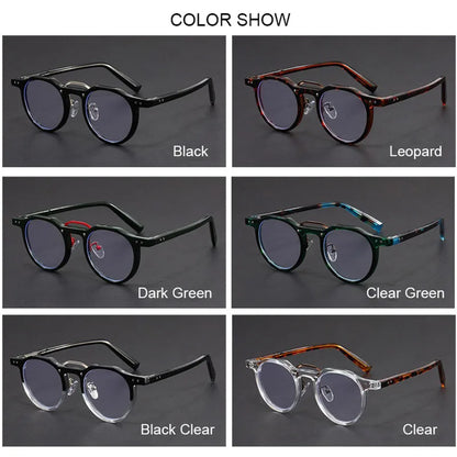 Imitation Acetate Round Glasses Frame Retro Japanese Myopia Optical Eyeglasses frame for Men Women Sturdy Metal inset Eyewear