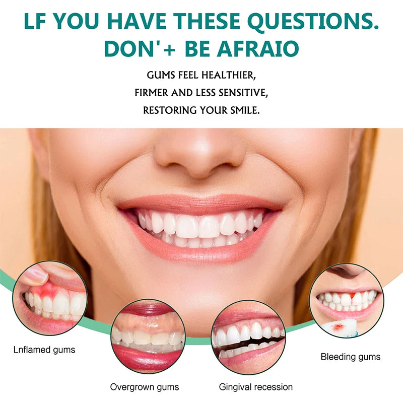 Quickly Repair Gum Serum Relieve Receding Gum Regrowth Drops Teeth Whiten Remove Yellow Plaque Stains Decay Toothache Toothpaste