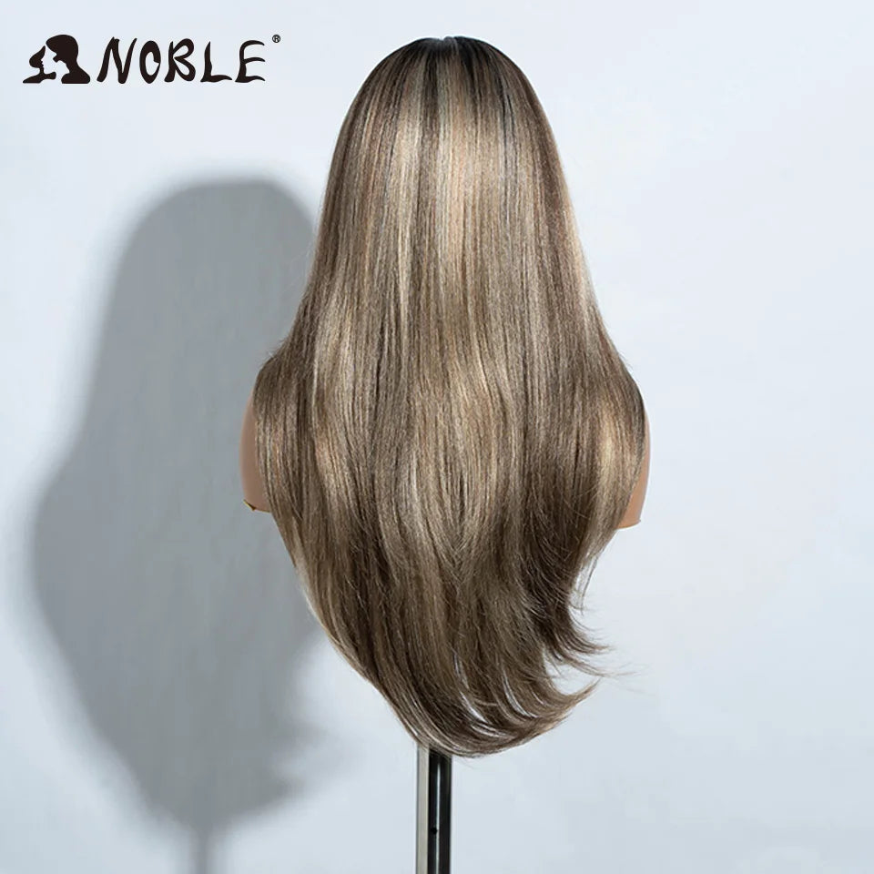 Noble Synthetic Lace Front Wig 26" Straight Ombre lace Cosplay Wig  Lace Part Wig Blonde Wigs For Women Wig synthetic Lace Wig