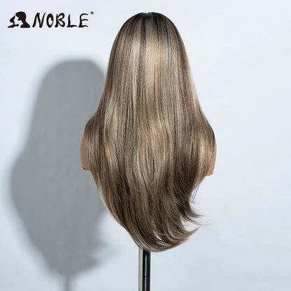 Noble Synthetic Lace Front Wig 26" Straight Ombre lace Cosplay Wig  Lace Part Wig Blonde Wigs For Women Wig synthetic Lace Wig