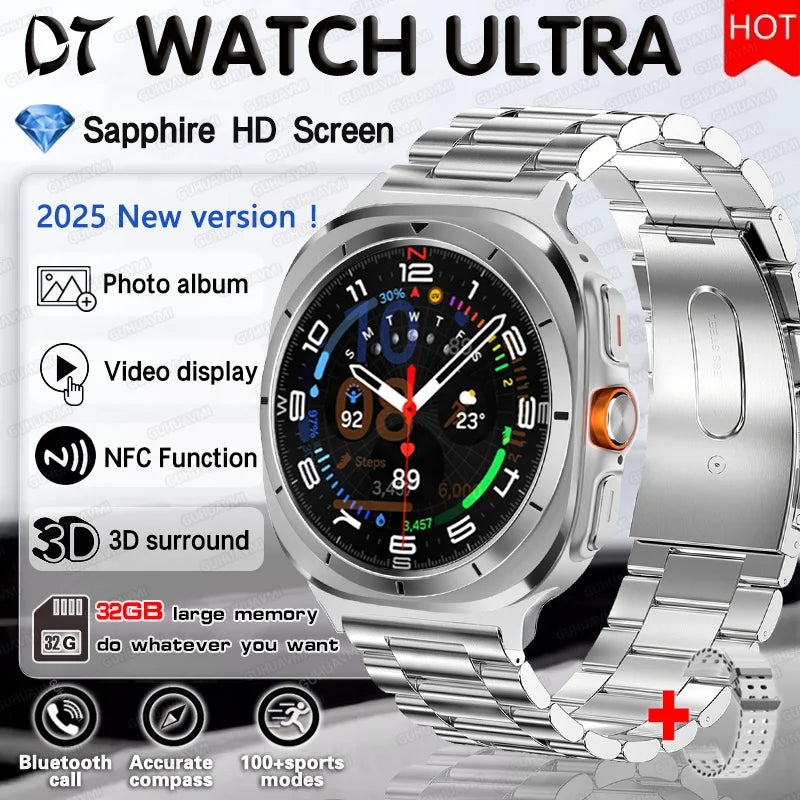 2025 Ultra 7 Smart Watch 32G Memory Video Play GPS NFC AMOLED Fitness Sport Waterproof Bluetooth call High-end Fashion Watches