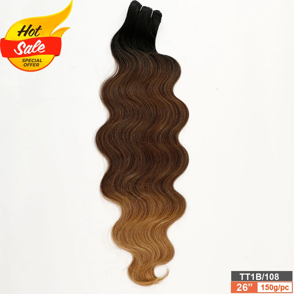 Magicae Blond 27/613 White60# 30Inches 200g High Temperature Synthetic Hair Extension Long Body Wave Hair Weave Bundle Highlight