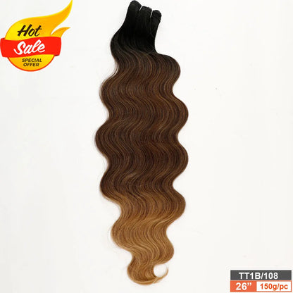 Magicae Blond 27/613 White60# 30Inches 200g High Temperature Synthetic Hair Extension Long Body Wave Hair Weave Bundle Highlight