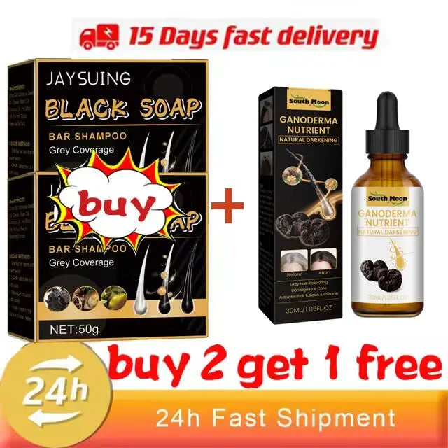 Magic White Hair to Black Shampoo Dye Soap Natural Color Soap Restore Gray Beard Cover Gray Hair Dye Hair Fixing Shampoo Bar