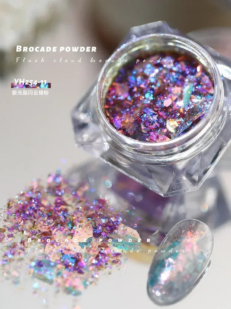 10g Laser Nail Glitter Flakes Mix-Hexagon Holographic Sparkly Powder Nail Art Decoration Loose Reflective Mermaid Chunky Sequins
