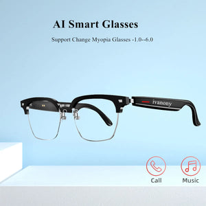 Smart Glasses Translate Language Support Custom Myopia Lens Navigation Voice Assistant Listen Songs AI Smart Glasses Translator