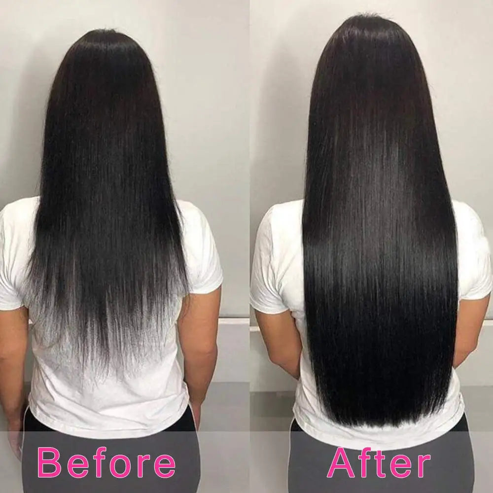 Straight Clip in Hair Extensions Human Hair Brazilian Remy Natural Full Head Seamless Human Hair Clip in Extensions For Women
